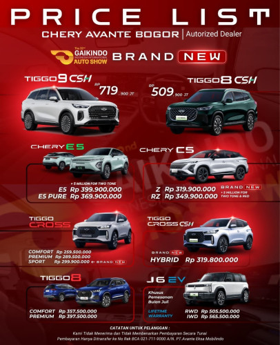 Pricelist Harga Chery kelapagadingtimur 2025